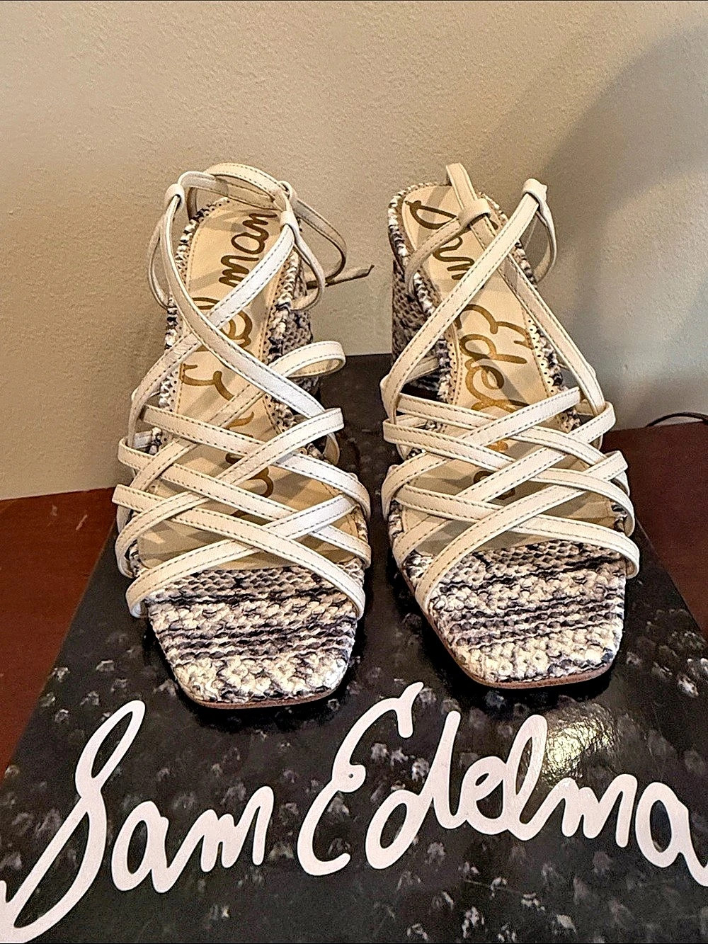Sam Edelman Daffodil Snake Print Strappy Heels US 7 M